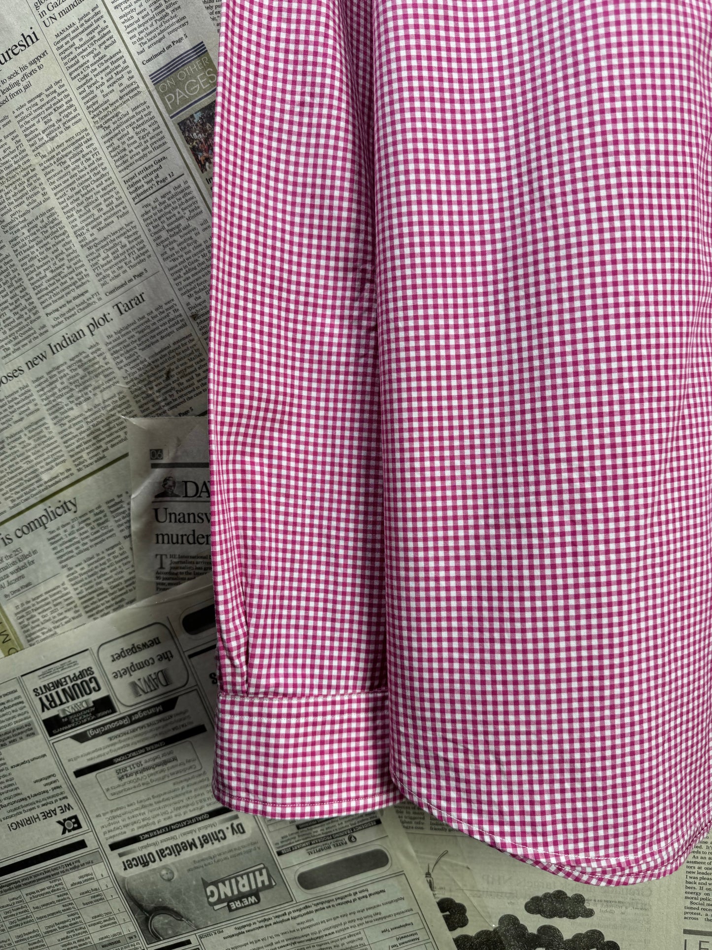 Ralph Lauren® XL | Chest 26" | Pink & White Check | Shirt | Cotton | 3503