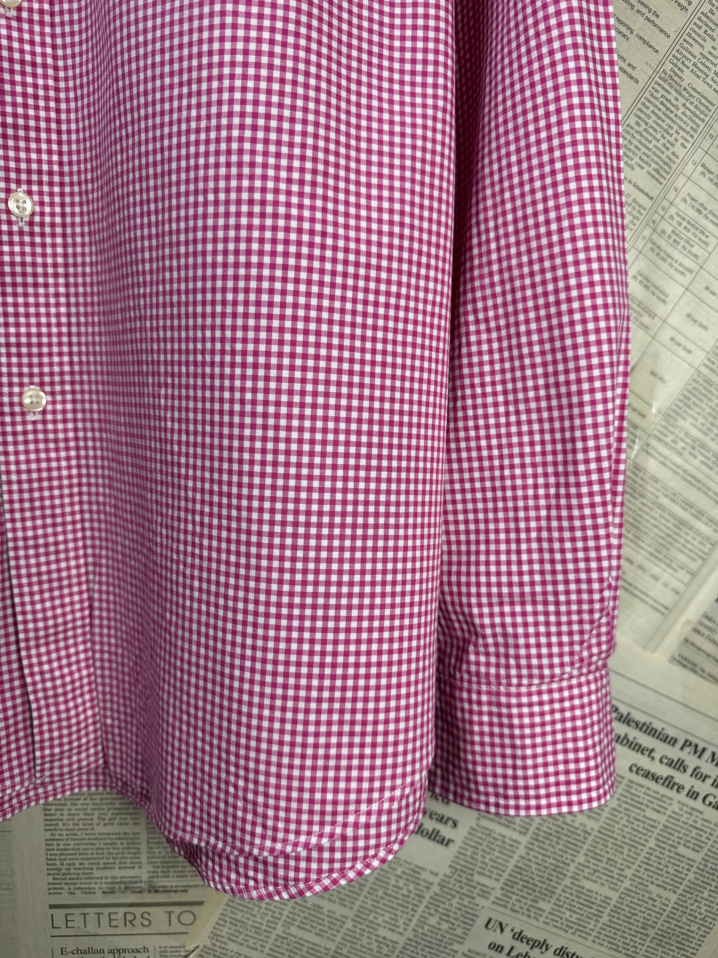 Ralph Lauren® XL | Chest 26" | Pink & White Check | Shirt | Cotton | 3503