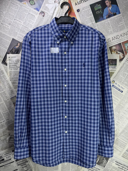 Ralph Lauren® Large | Chest 23 | Blue & White Plaid Check | Shirt | Cotton | 3494