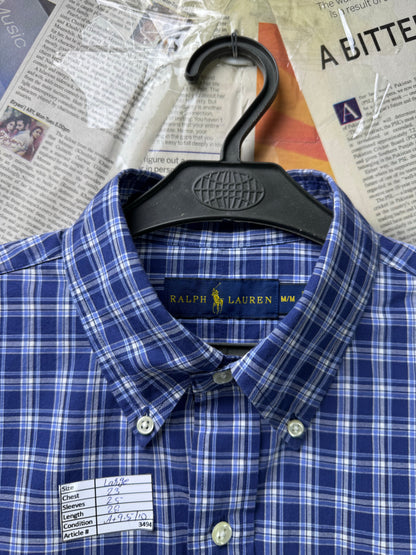 Ralph Lauren® Large | Chest 23 | Blue & White Plaid Check | Shirt | Cotton | 3494
