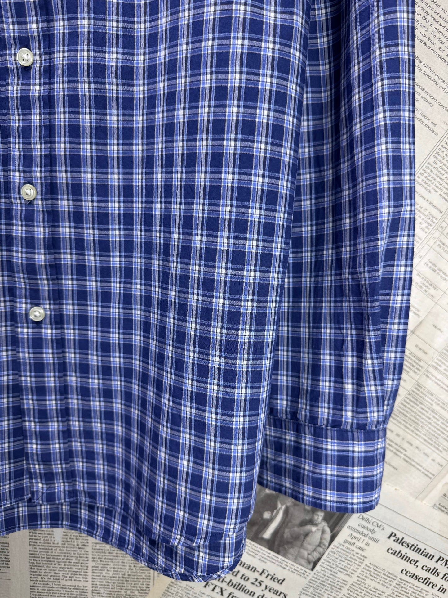 Ralph Lauren® Large | Chest 23 | Blue & White Plaid Check | Shirt | Cotton | 3494