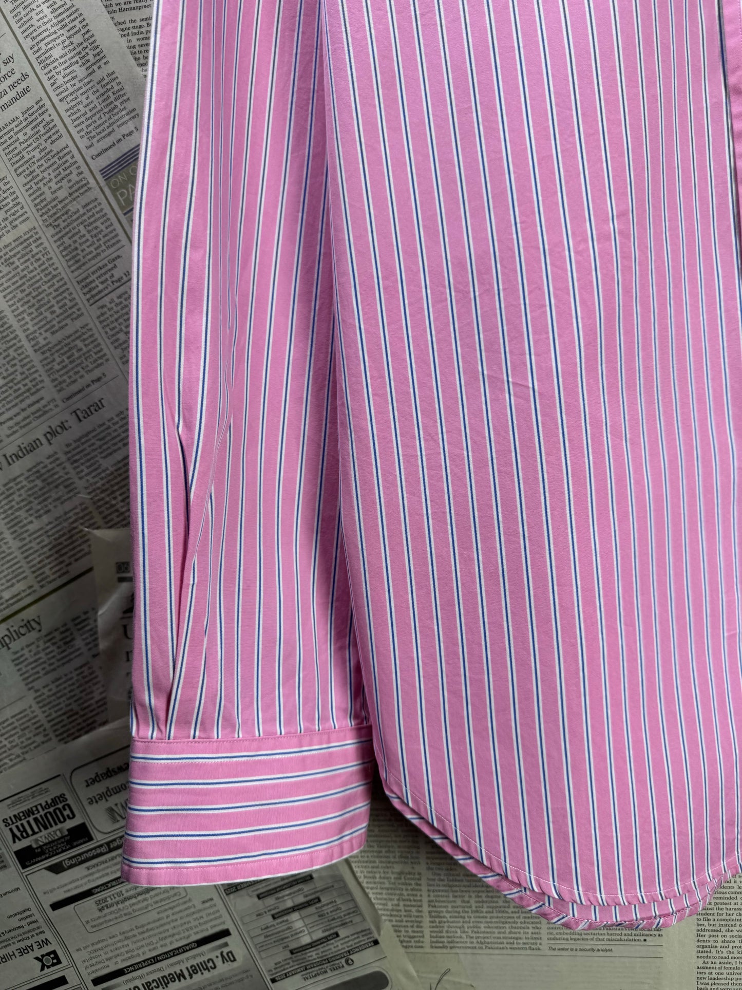 Ralph Lauren® XL | Chest 25" | Pink Stripe | Shirt | Cotton | 3493