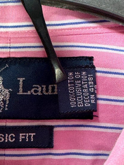 Ralph Lauren® XL | Chest 25" | Pink Stripe | Shirt | Cotton | 3493