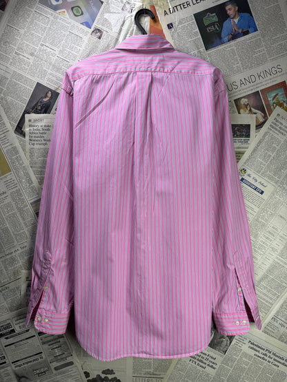 Ralph Lauren® XL | Chest 25" | Pink Stripe | Shirt | Cotton | 3493
