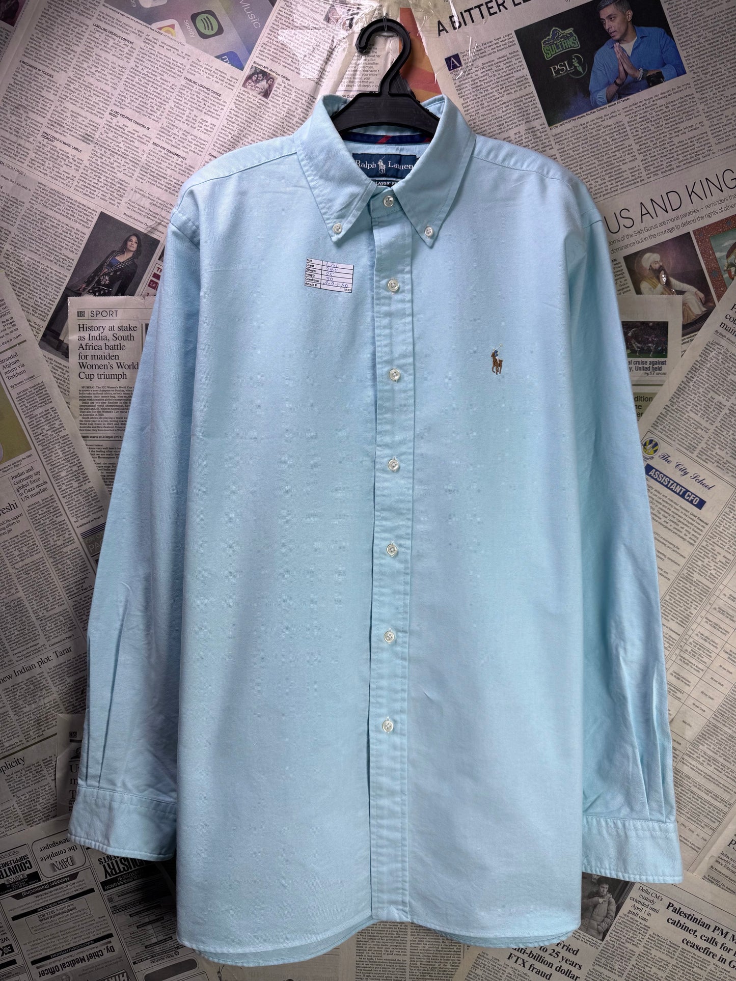 Ralph Lauren® L/XL | Chest 24.5 | Cyan | Oxford Shirt | Cotton | 3521