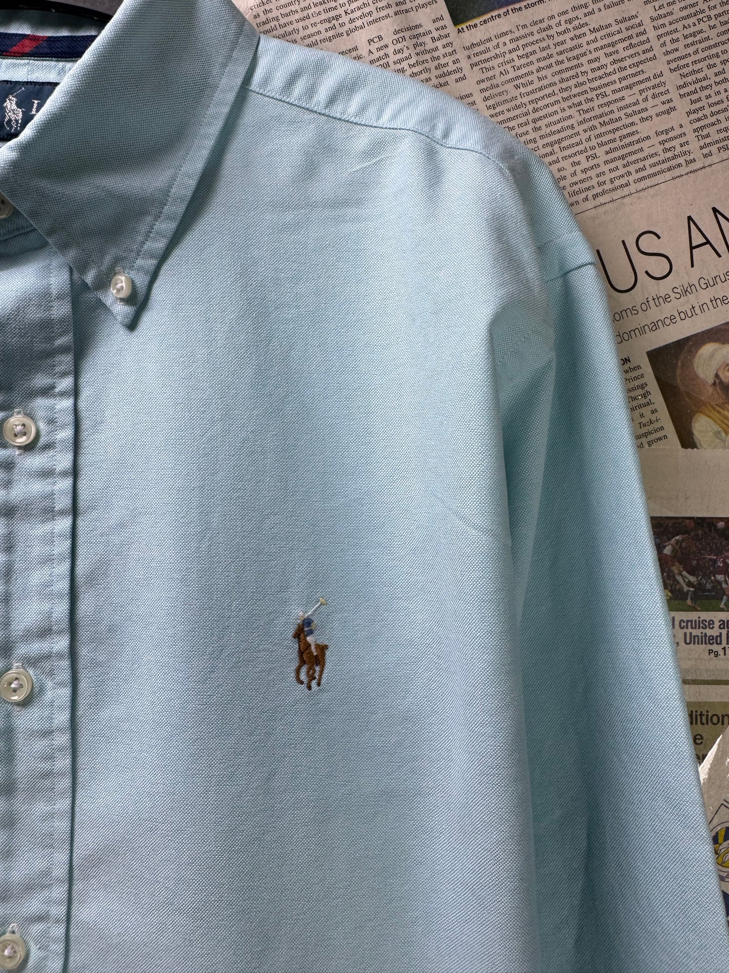Ralph Lauren® L/XL | Chest 24.5 | Cyan | Oxford Shirt | Cotton | 3521