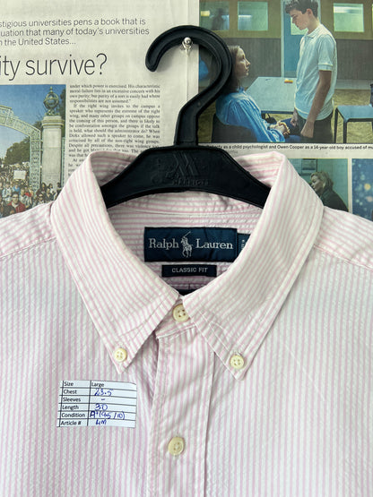 Ralph Lauren® White & Peach Stripes in Seersucker Fabric – (Chest: 23.5)