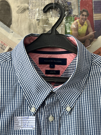Tommy Hilfiger® Small | Chest 20.5 | Blue Check | Shirt | Cotton | 599