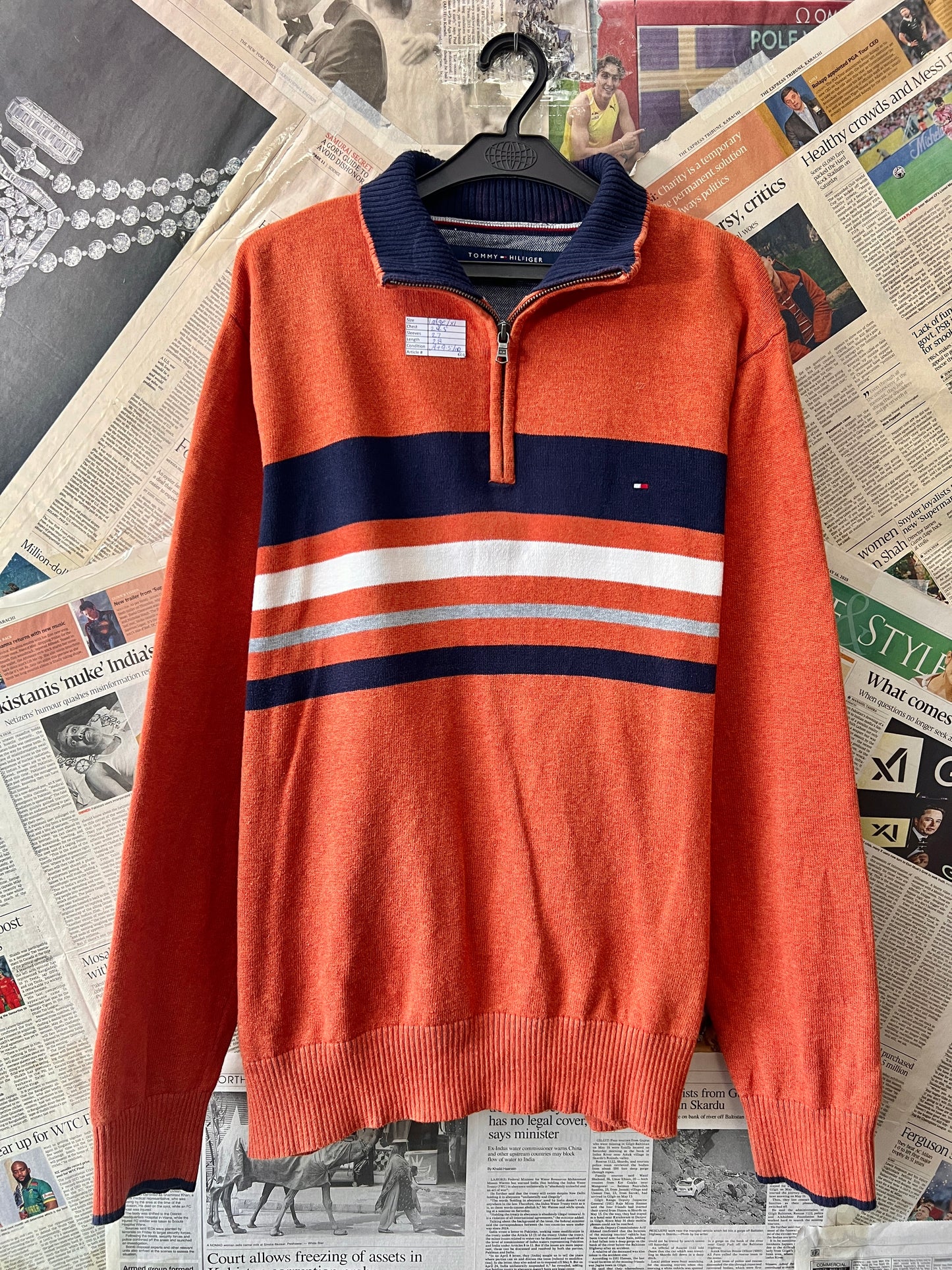 T*mmy Hilfiger® Large/XL | Chest 24.5 | Flame | Quarter Zipper | Cotton | 601
