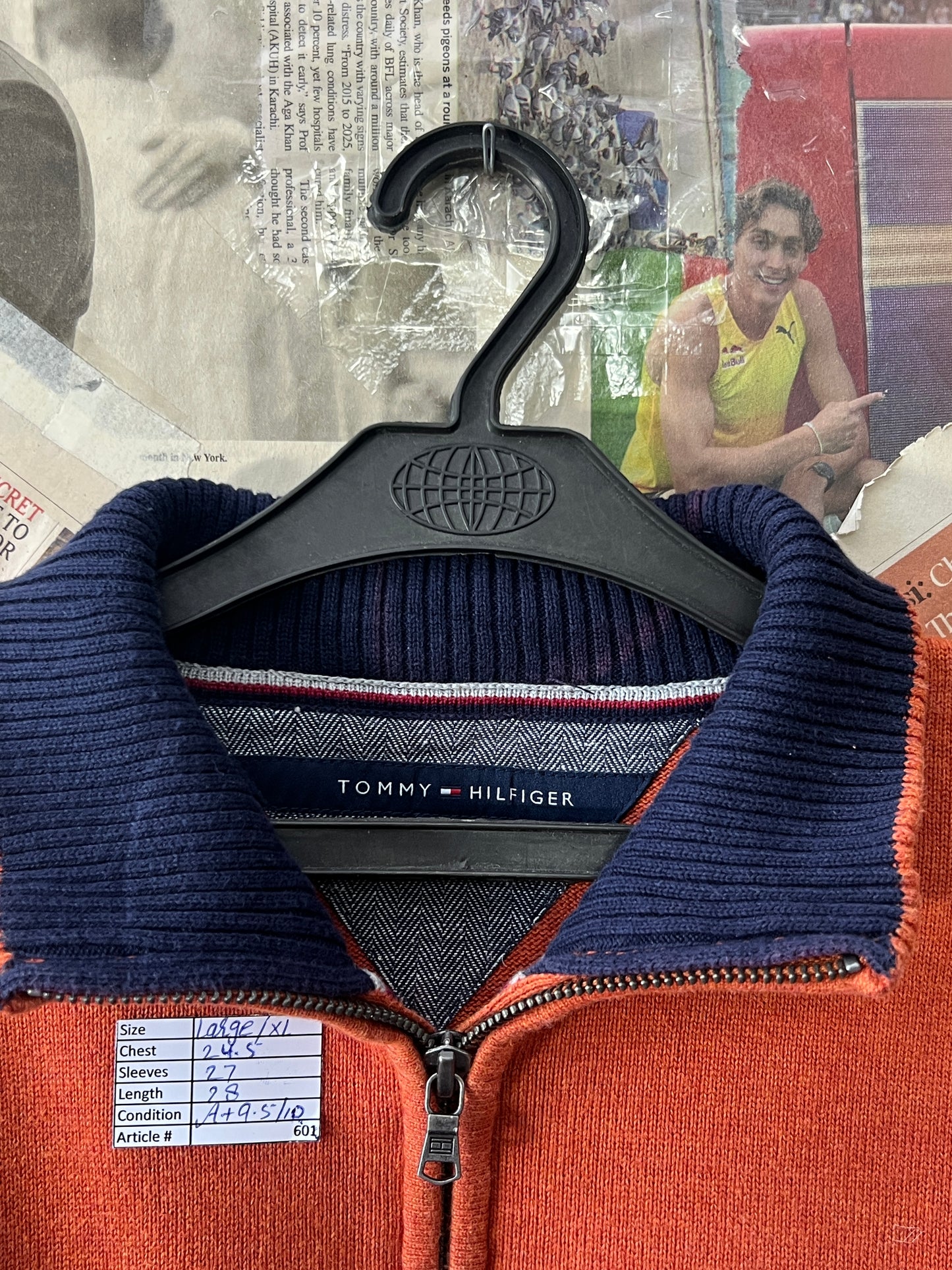 T*mmy Hilfiger® Large/XL | Chest 24.5 | Flame | Quarter Zipper | Cotton | 601