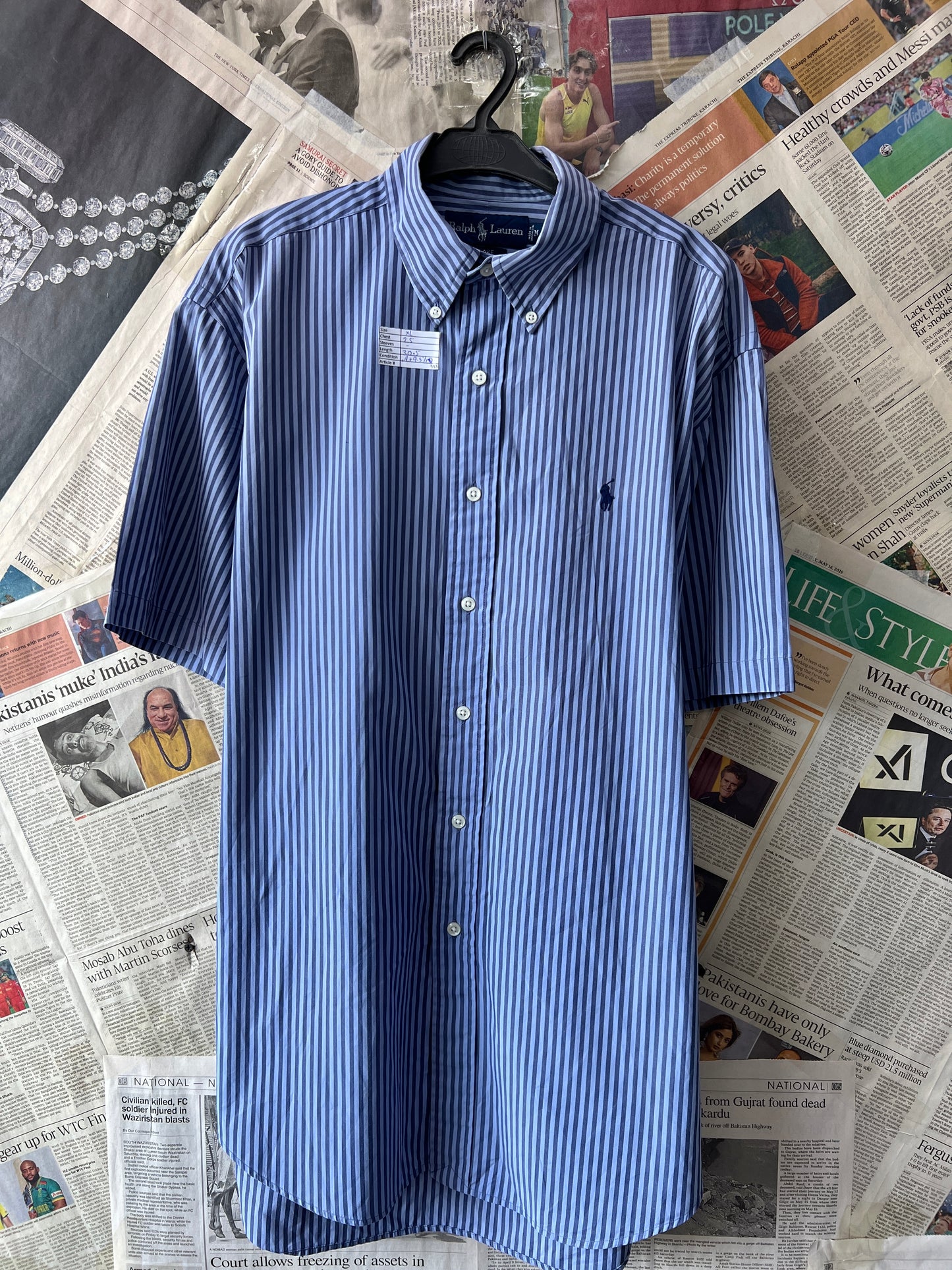 Ralph Lauren® XL | Chest 25 | Blue Striped | Shirt | Cotton | 553