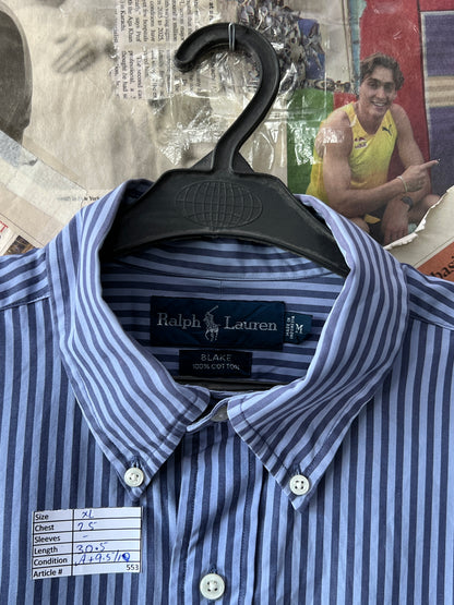 Ralph Lauren® XL | Chest 25 | Blue Striped | Shirt | Cotton | 553