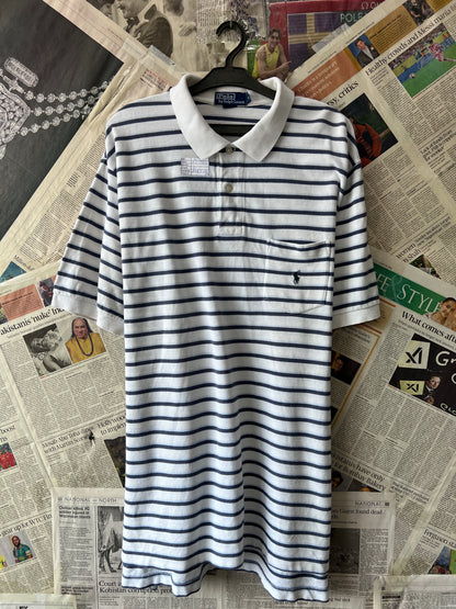 Ralph Lauren® XL | Chest 25 | White Striped | Polo | Cotton | 552