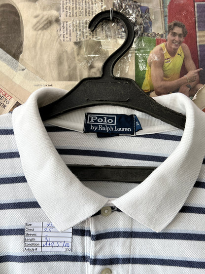 Ralph Lauren® XL | Chest 25 | White Striped | Polo | Cotton | 552