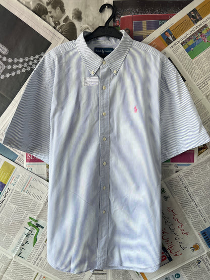 Ralph Lauren® Blue & White Seersucker Fabric – (Chest: 27)