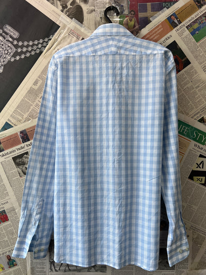 TM LEWIN® Large | Chest 23.5 | Blue Check | Shirt | Cotton | 531