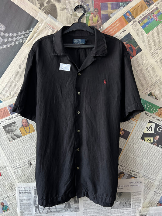Ralph Lauren® XL/L | Chest 24.5 | Black | Shirt | Linen-Silk Blend | 705
