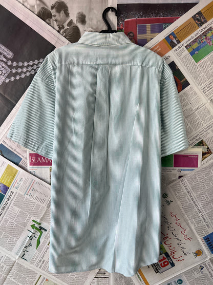 Ralph Lauren® Green & White Stripes Seersucker | Chest: 24.5 | L/XL | Shirt | Cotton