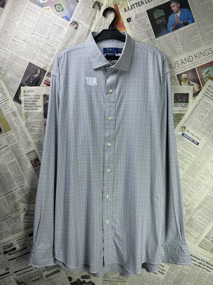 Ralph Lauren® XXL | Chest 27.5" | Grey Prince of Whales Check | Performance Shirt | Nylon-Elastane | 3357