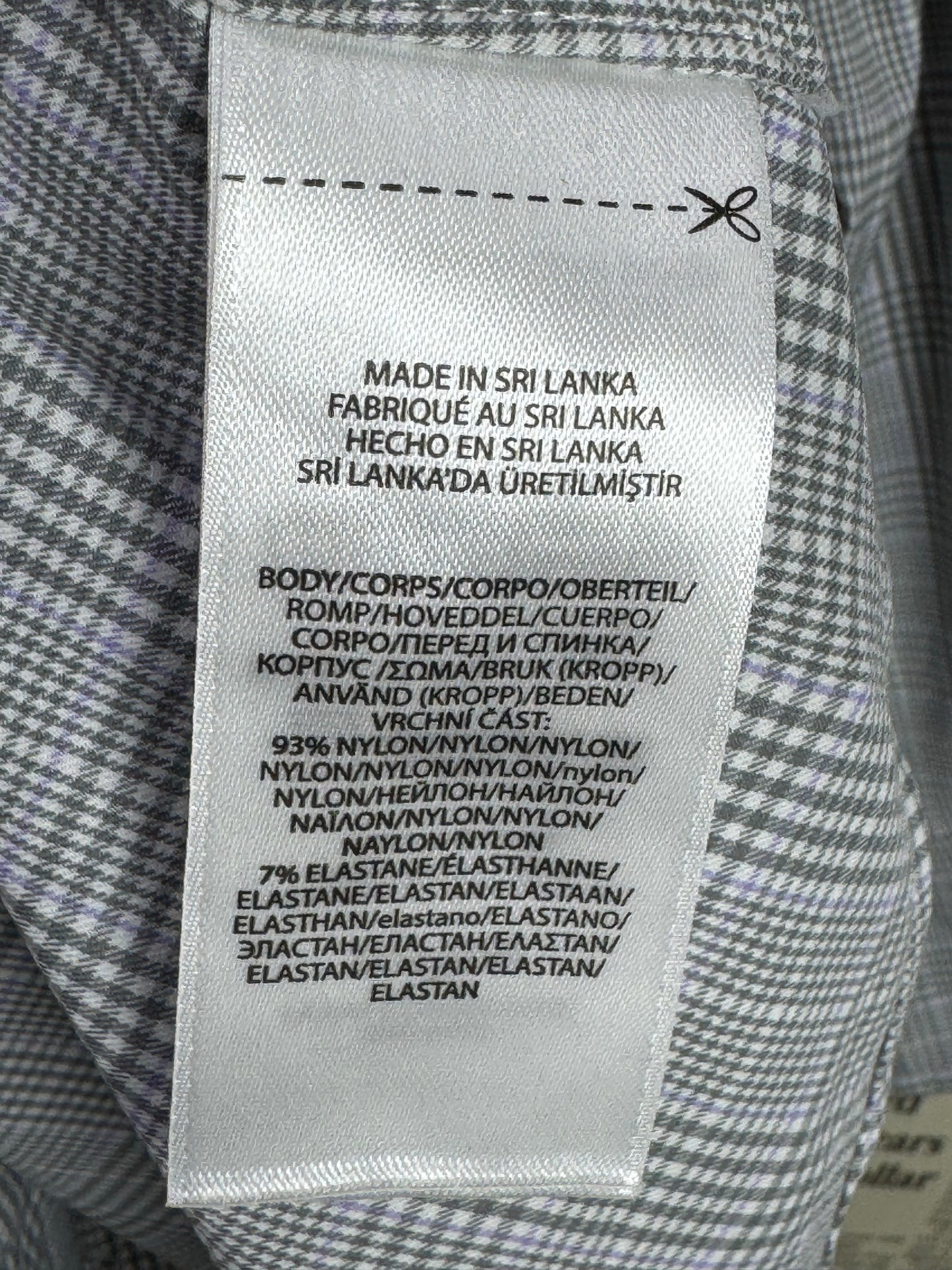 Ralph Lauren® XXL | Chest 27.5" | Grey Prince of Whales Check | Performance Shirt | Nylon-Elastane | 3357