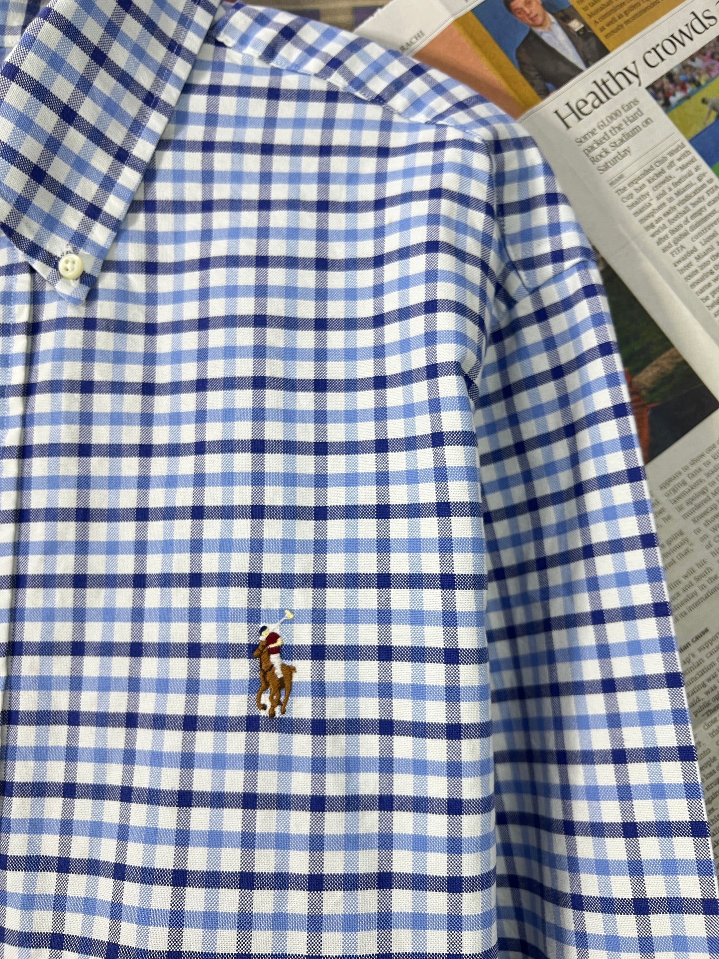 Ralph Lauren® Blue & White Check Oxford – (Chest: 24.5)