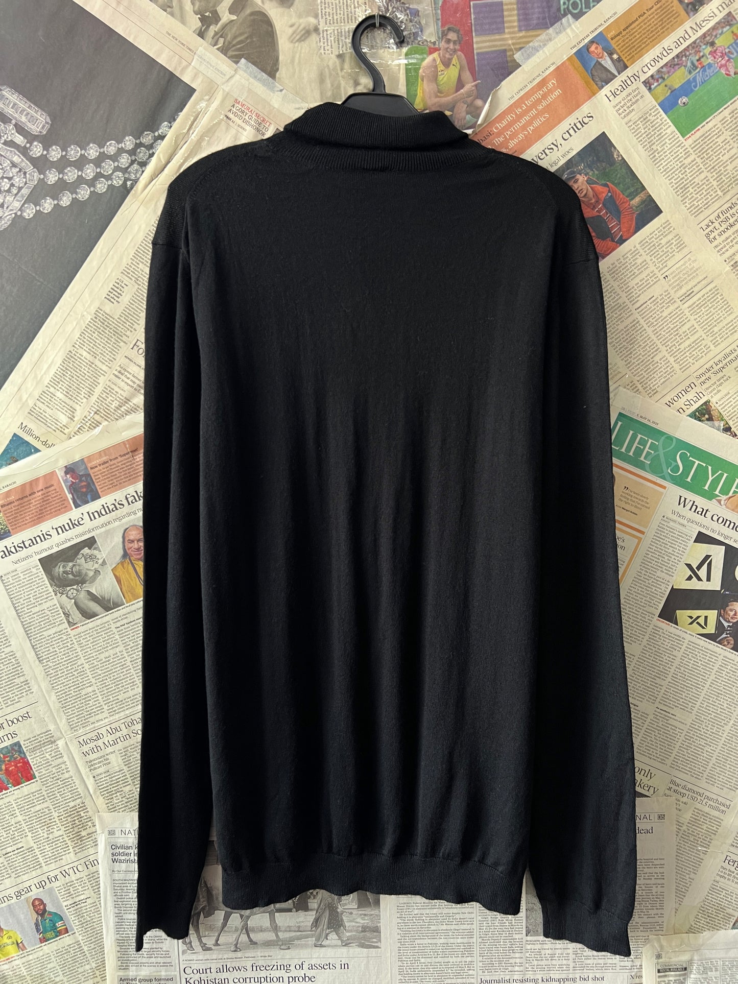 MAN® Small | Chest 21 | Black | High Neck Sweater | Acrylic-Wool Blend | 474