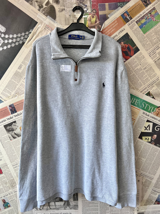 Ralph Lauren® XXL | Chest 27 | Grey | Quarter Zip Sweater | Cotton | 784