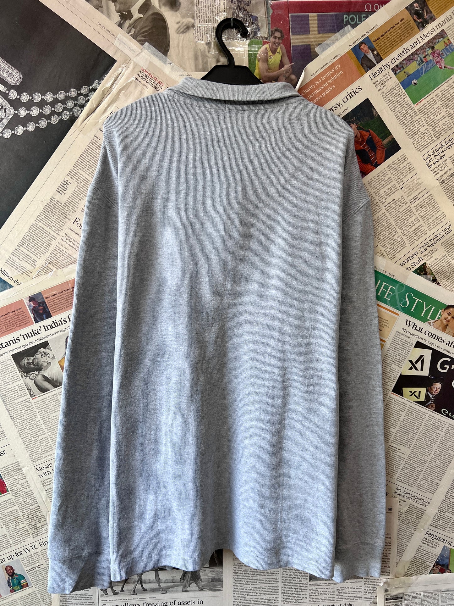 Ralph Lauren® XXL | Chest 27 | Grey | Quarter Zip Sweater | Cotton | 784