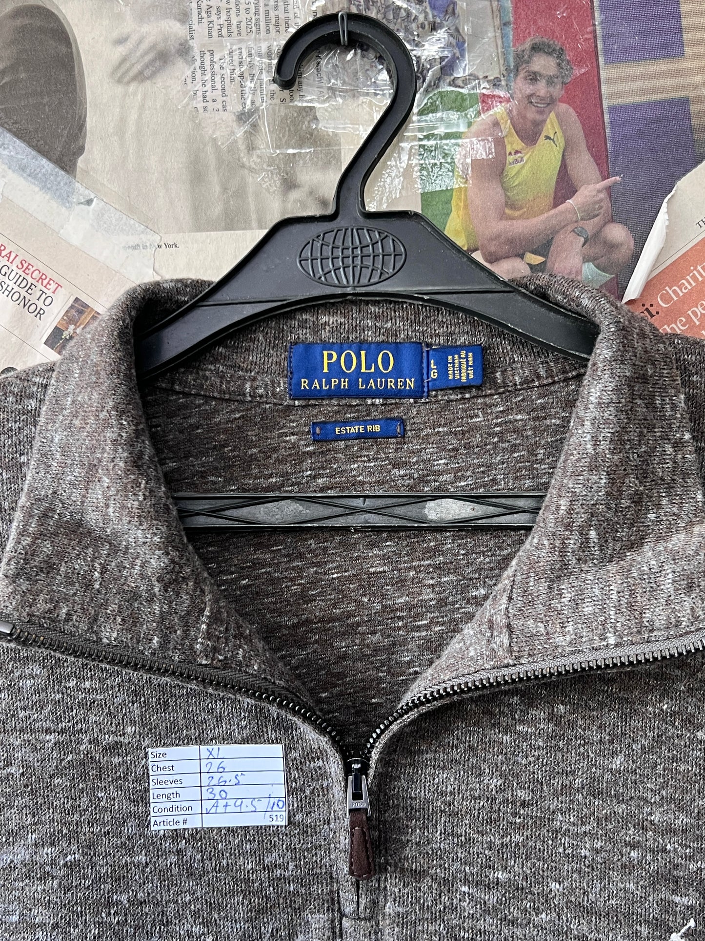 Ralph Lauren® XL | Chest 26 | Cedar Wood | Quarter Zipper | Cotton | 519