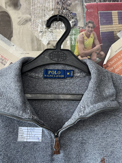 Ralph Lauren® Large | Chest 23.5 | Grey | Quarter Zip Sweater | Cotton | 521