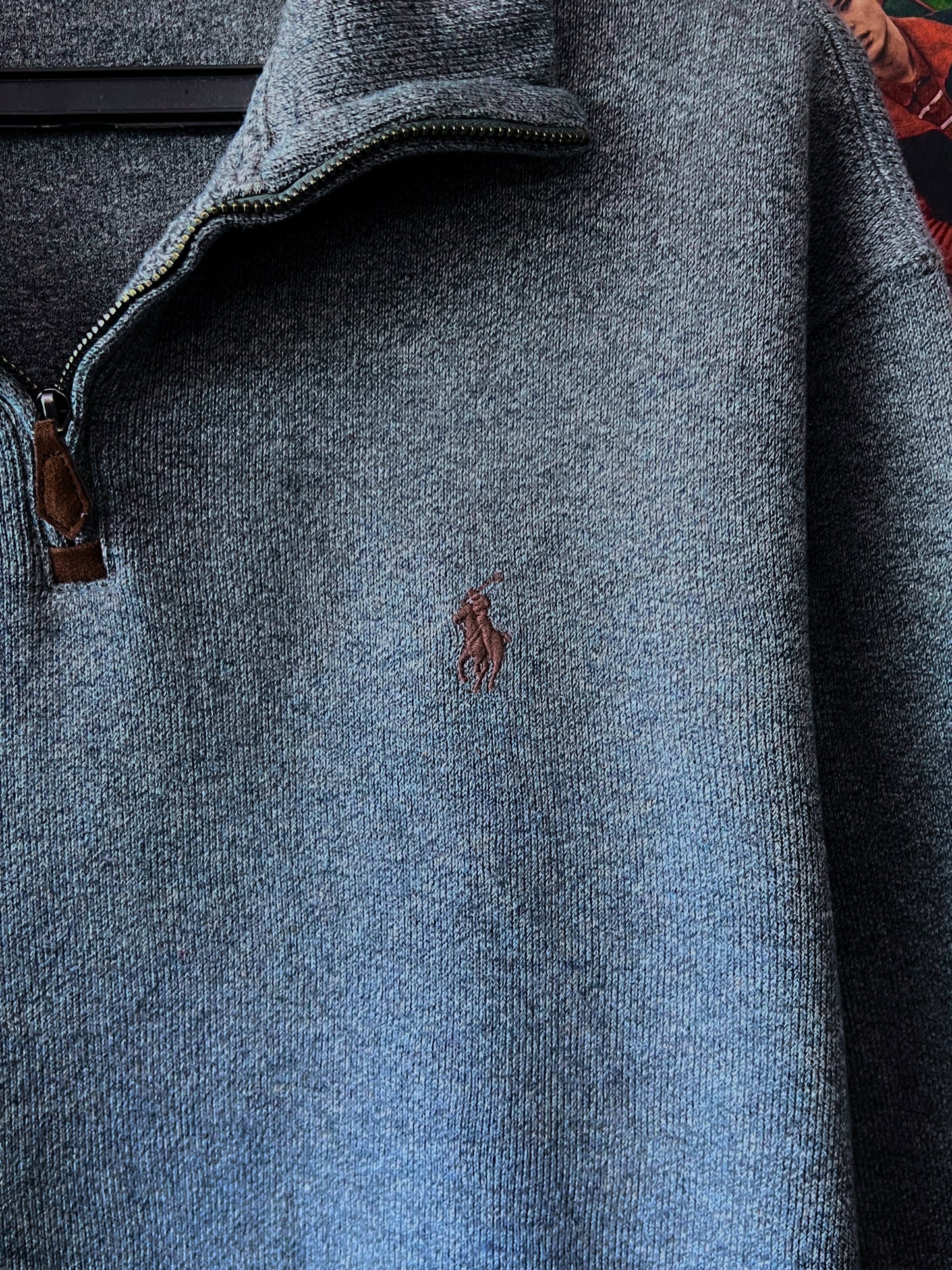 Ralph Lauren® Large | Chest 23.5 | Grey | Quarter Zip Sweater | Cotton | 521