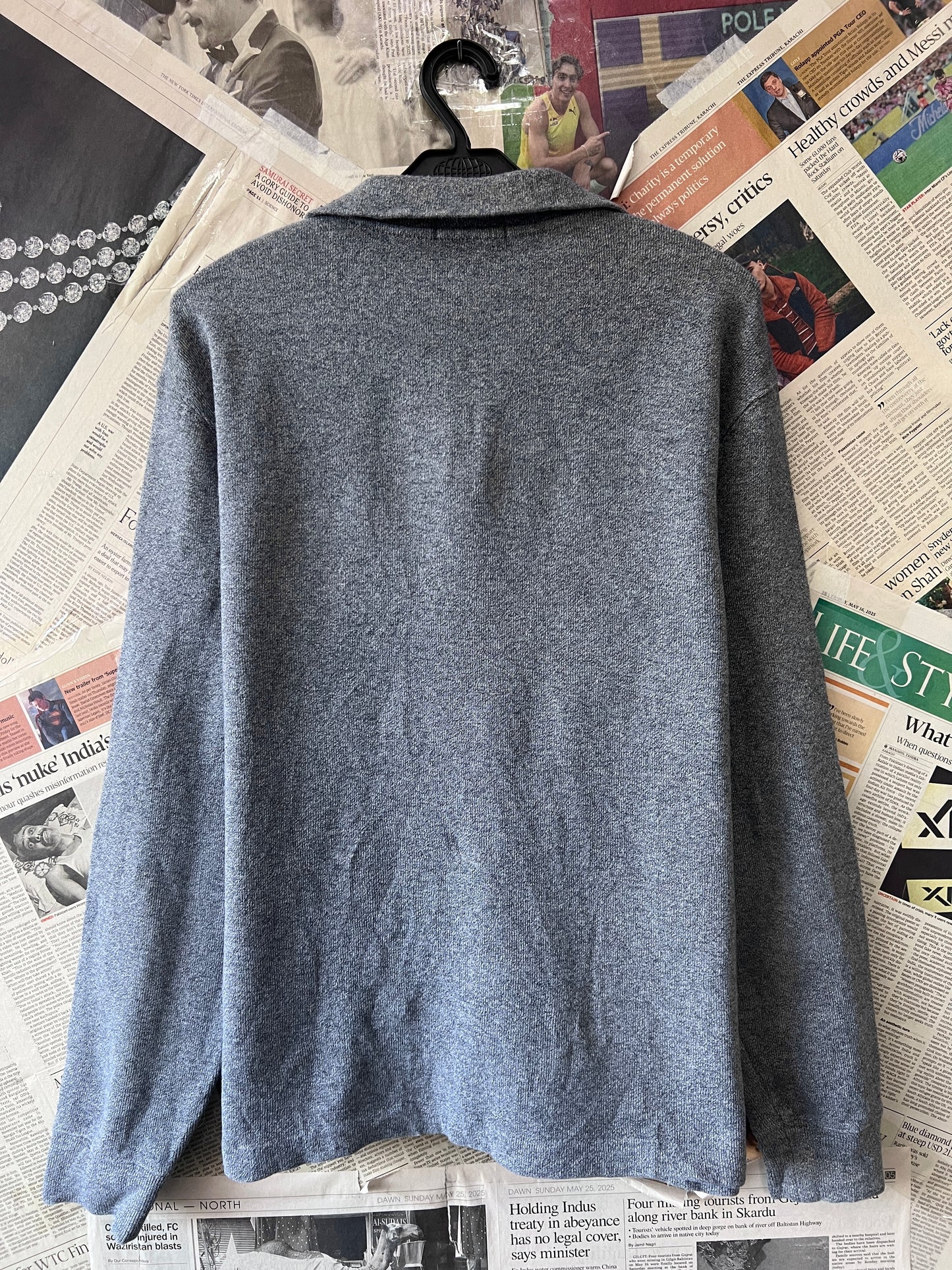 Ralph Lauren® Large | Chest 23.5 | Grey | Quarter Zip Sweater | Cotton | 521