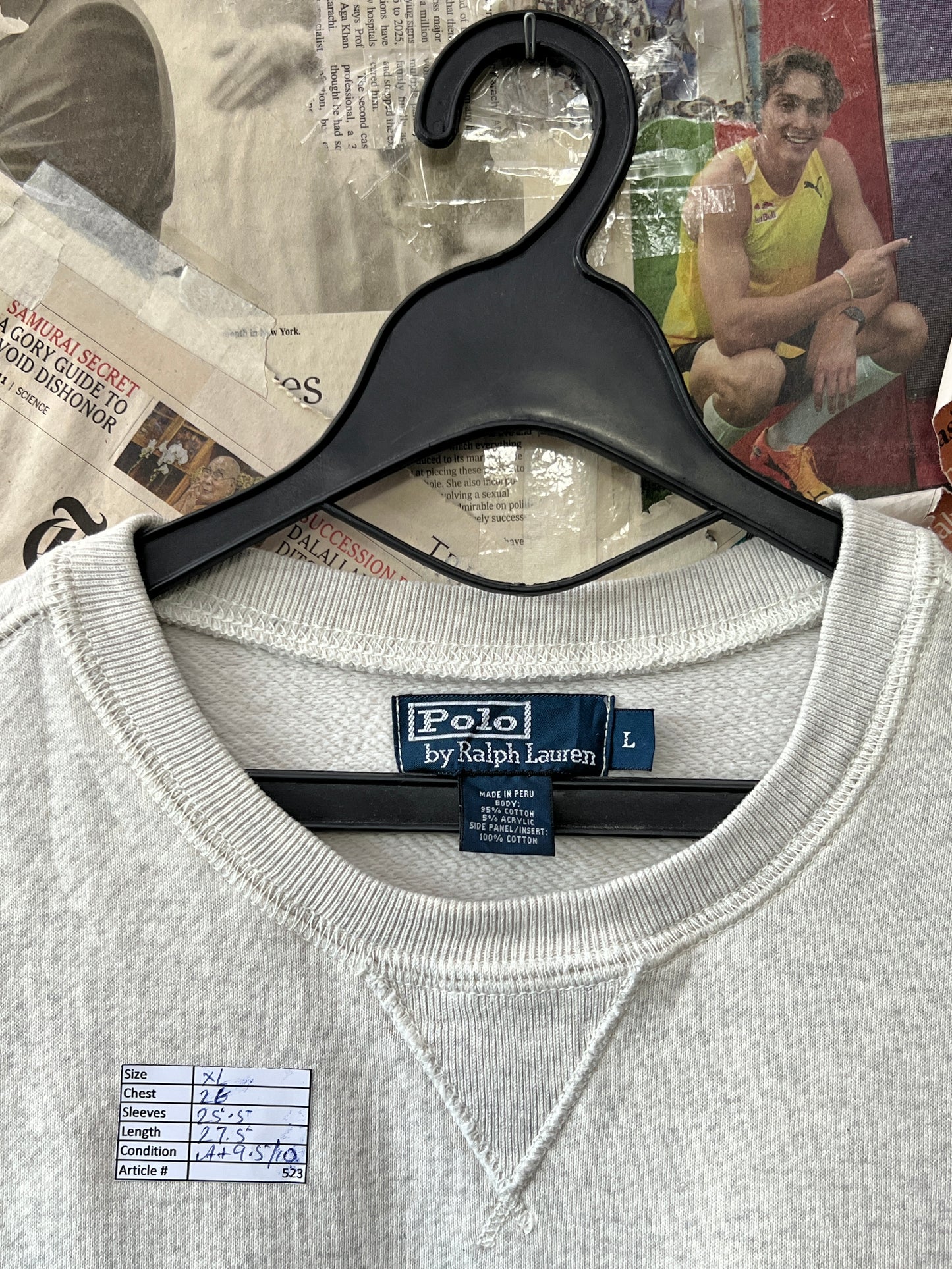 Ralph Lauren® XL | Chest 26 | Cosmic Latte | Sweat Shirt | Cotton-Acrylic Blend | 523