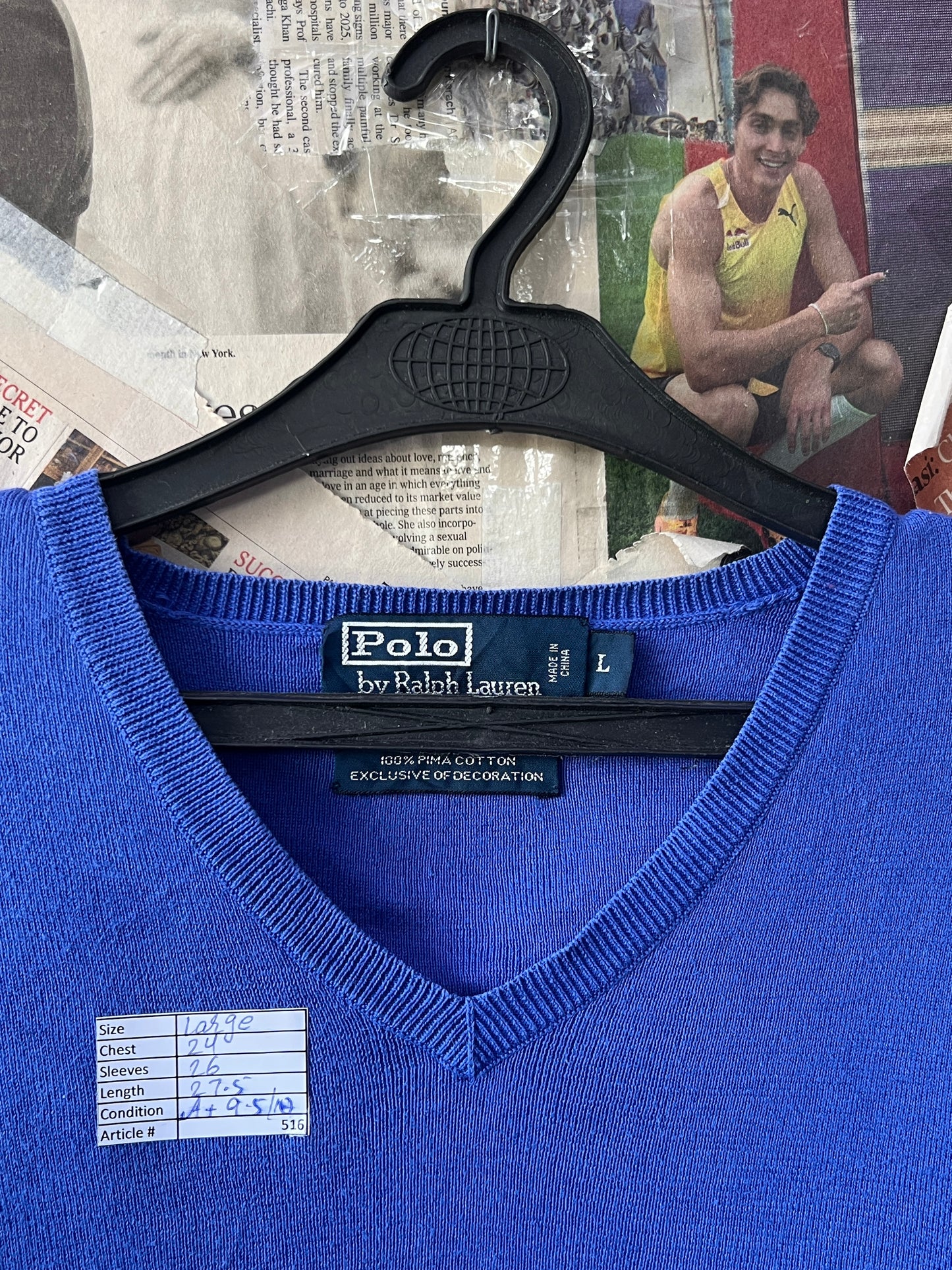 Ralph Lauren® Large | Chest 24 | Blue | Sweater | Pima Cotton | 516