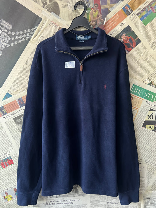 Ralph Lauren® XXL | Chest 26.5 | Blue | Quarter Zip Sweater | Cotton | 515