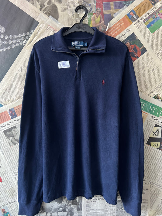 Ralph Lauren® Large | Chest 23 | Blue | Quarter Zip Sweater | Cotton | 511