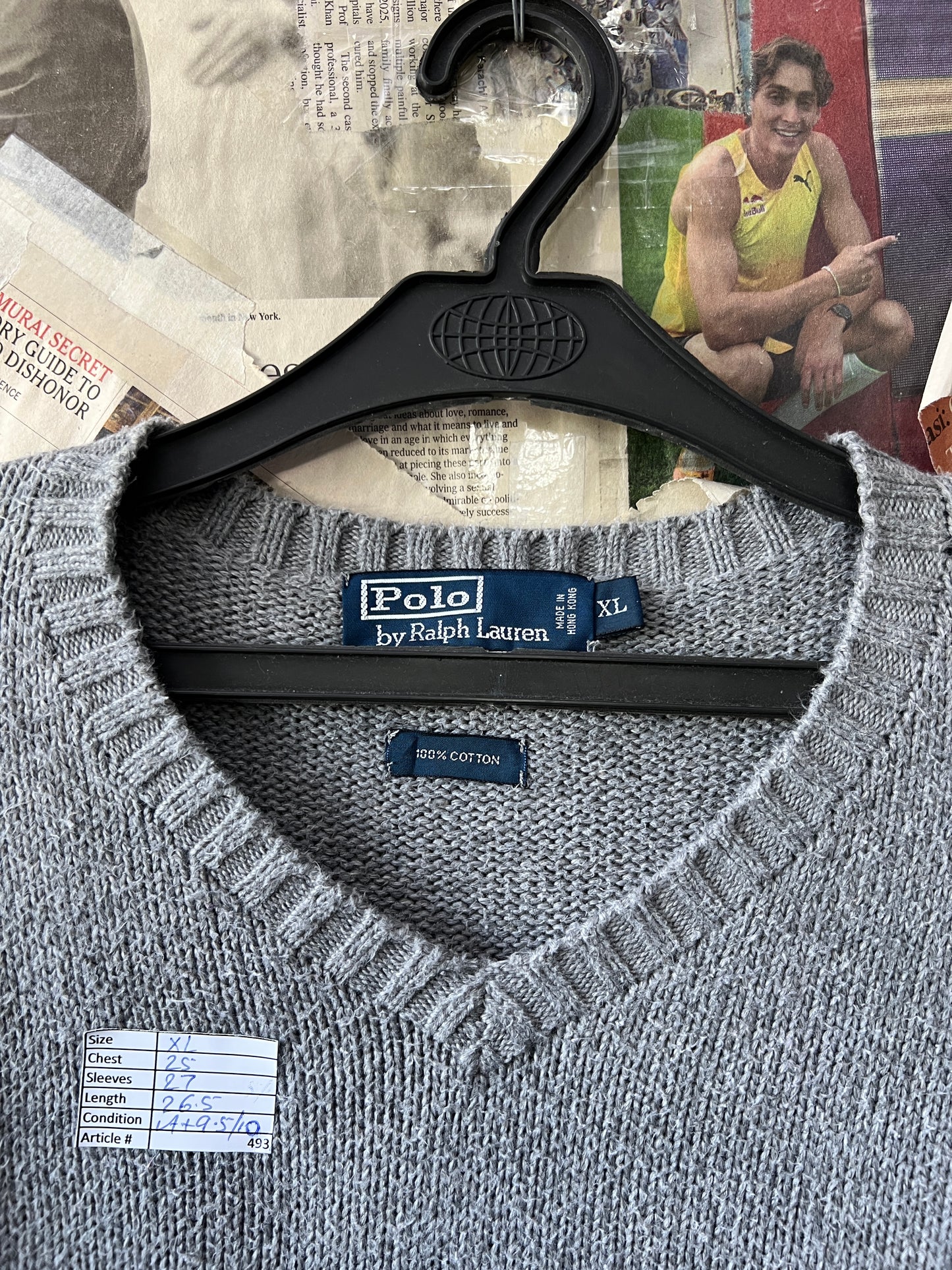 Ralph Lauren® XL | Chest 25 | Grey | Knit Sweater | Cotton | 493