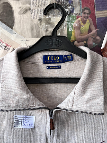 Ralph Lauren® XXL | Chest 27.5 | Light Beige | Quarter Zip Sweater | Cotton | 739