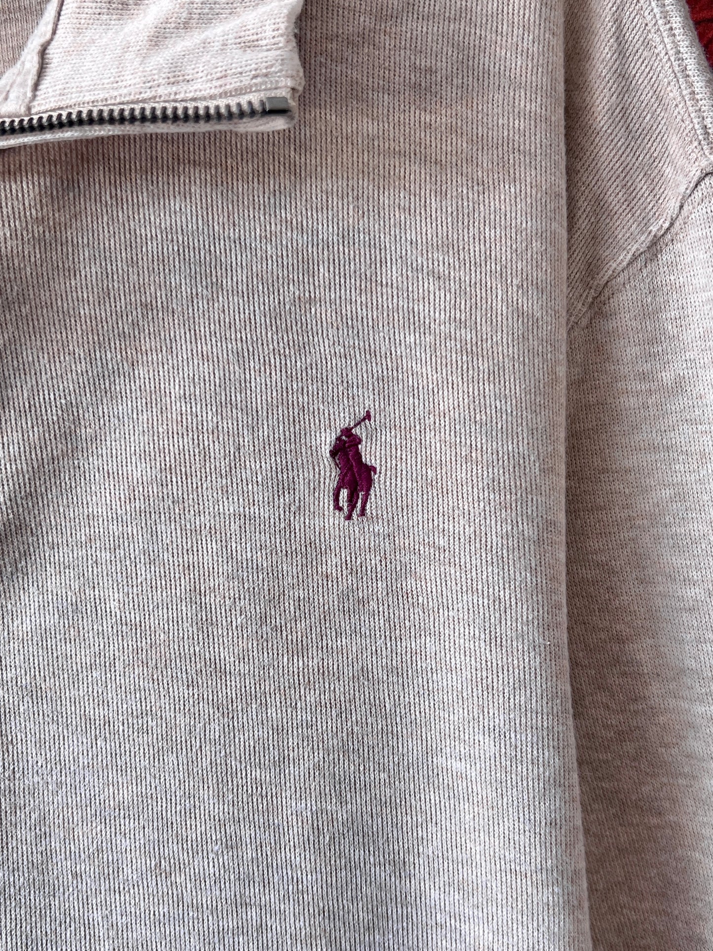 Ralph Lauren® XXL | Chest 27.5 | Light Beige | Quarter Zip Sweater | Cotton | 739