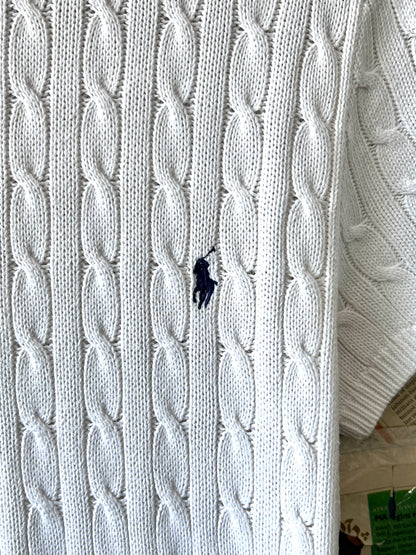 Women-Ralph Lauren® XS | Bust 17.5" | White | Cable-Knit Turtleneck Top | Cotton | 738