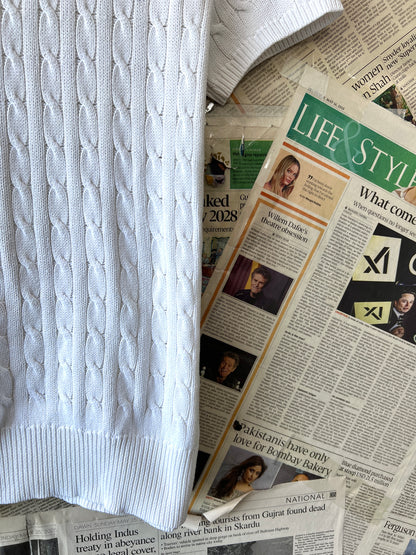 Women-Ralph Lauren® XS | Bust 17.5" | White | Cable-Knit Turtleneck Top | Cotton | 738