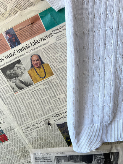 Women-Ralph Lauren® XS | Bust 17.5" | White | Cable-Knit Turtleneck Top | Cotton | 738