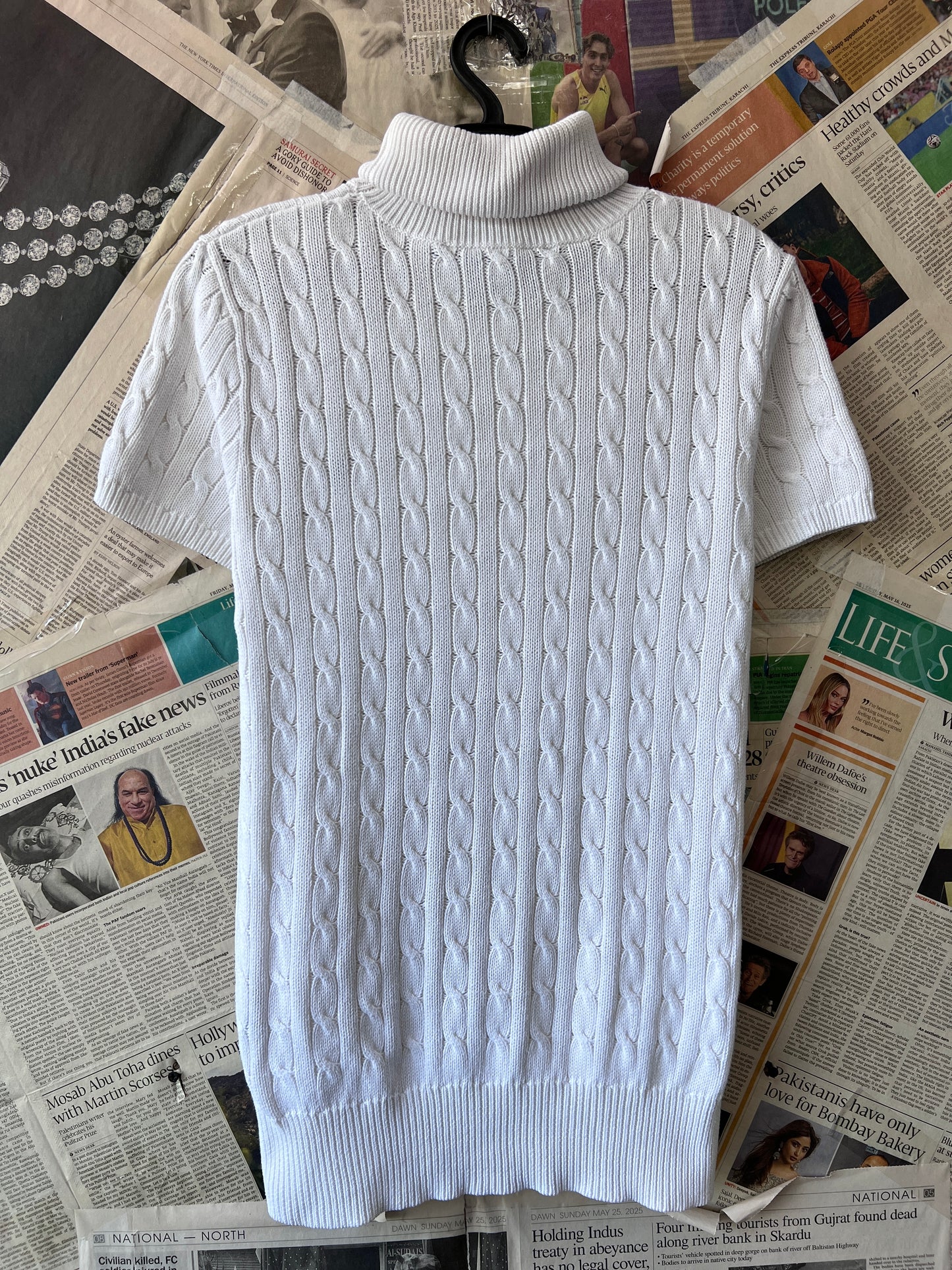 Women-Ralph Lauren® XS | Bust 17.5" | White | Cable-Knit Turtleneck Top | Cotton | 738