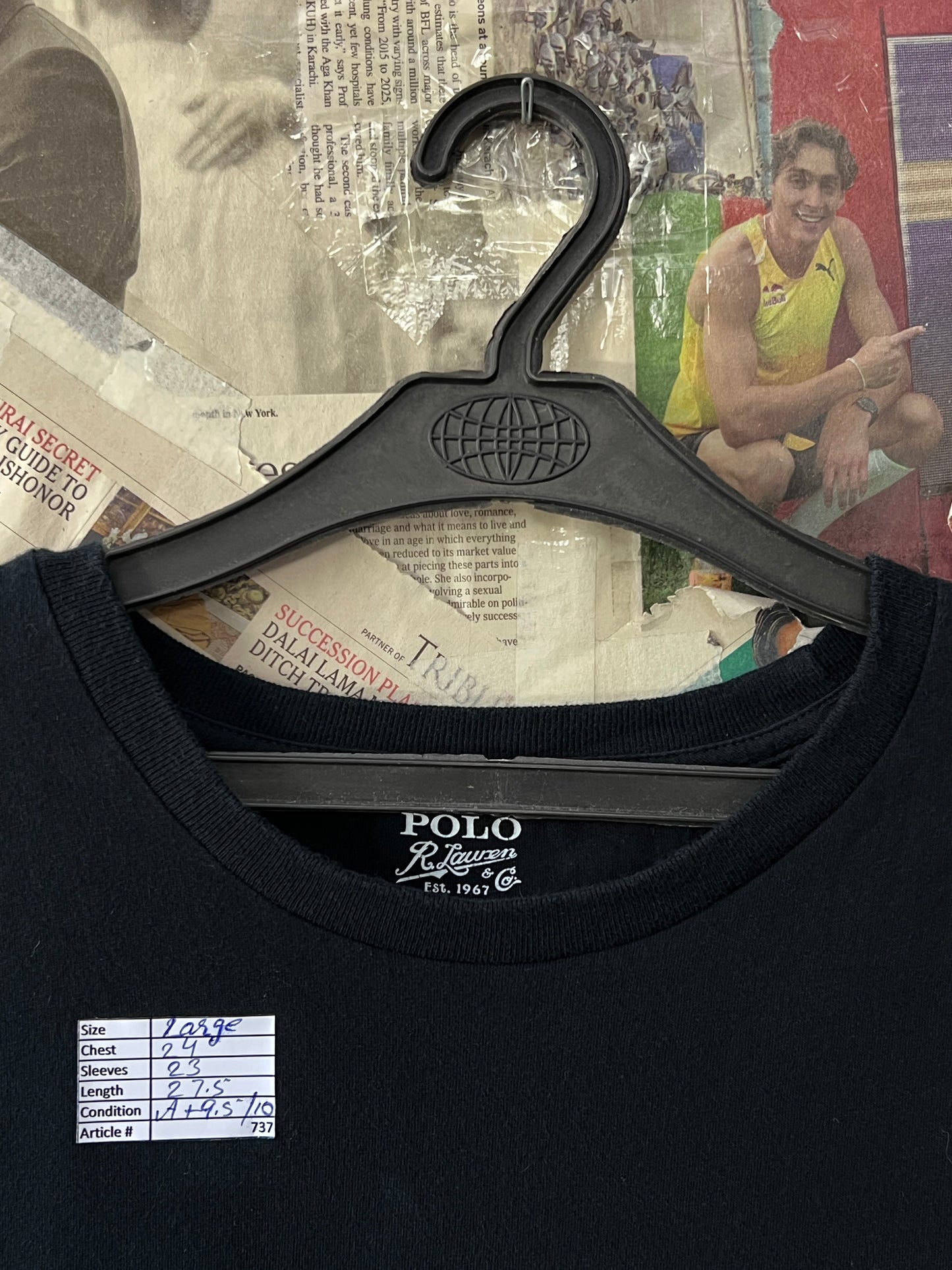 Ralph Lauren® Large | Chest 24 | Black | Light Sweat Shirt | Cotton | 737