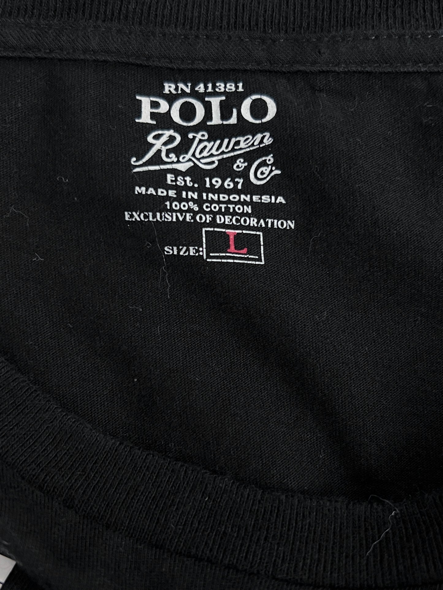 Ralph Lauren® Large | Chest 24 | Black | Light Sweat Shirt | Cotton | 737