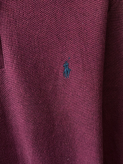 Ralph Lauren® XL/L | Chest 24.5 | Red Wine | Quarter Zip Sweater | Pima Cotton | 743