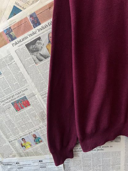 Ralph Lauren® XL/L | Chest 24.5 | Red Wine | Quarter Zip Sweater | Pima Cotton | 743