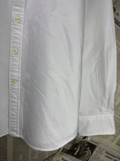 Ralph Lauren® Medium | Chest 21.5" | White with Bear Embroidery | Oxford Shirt | Cotton | 4138