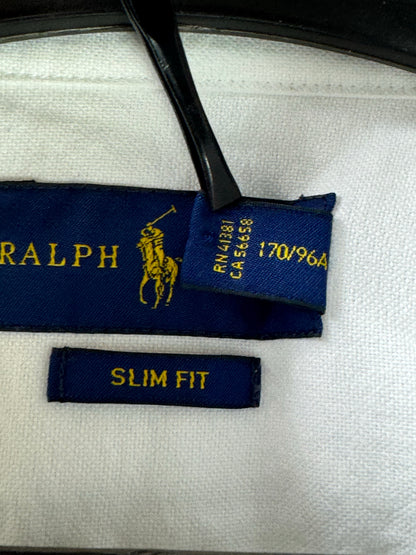 Ralph Lauren® Medium | Chest 21.5" | White with Bear Embroidery | Oxford Shirt | Cotton | 4138
