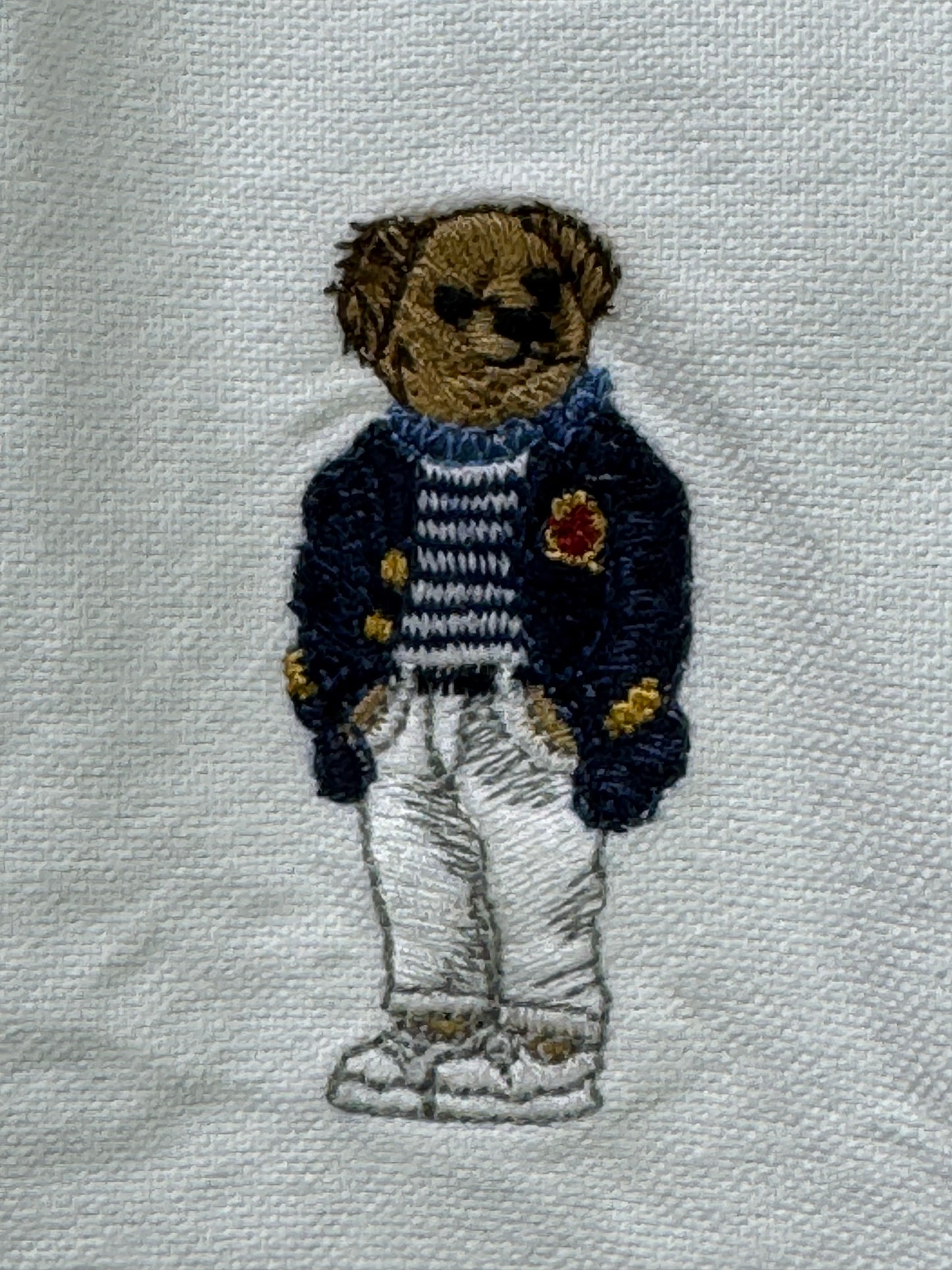 Ralph Lauren® Medium | Chest 21.5" | White with Bear Embroidery | Oxford Shirt | Cotton | 4138